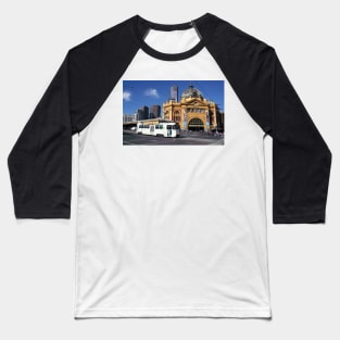 Flinders Street Station and Melbourne tram Baseball T-Shirt